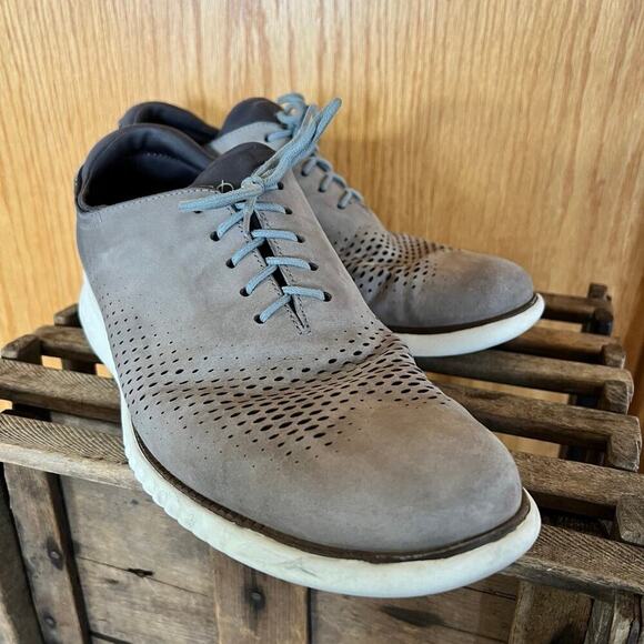 COLE HAAN Zero Grand 2.0, perforated leather gray Men's size 10 1/2 - Picture 4 of 9